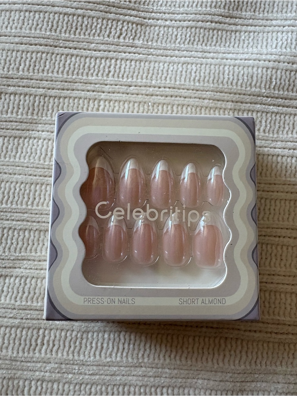 Celebritips Short Almond Press-On Nails in Nude Pink Classic French Glaze